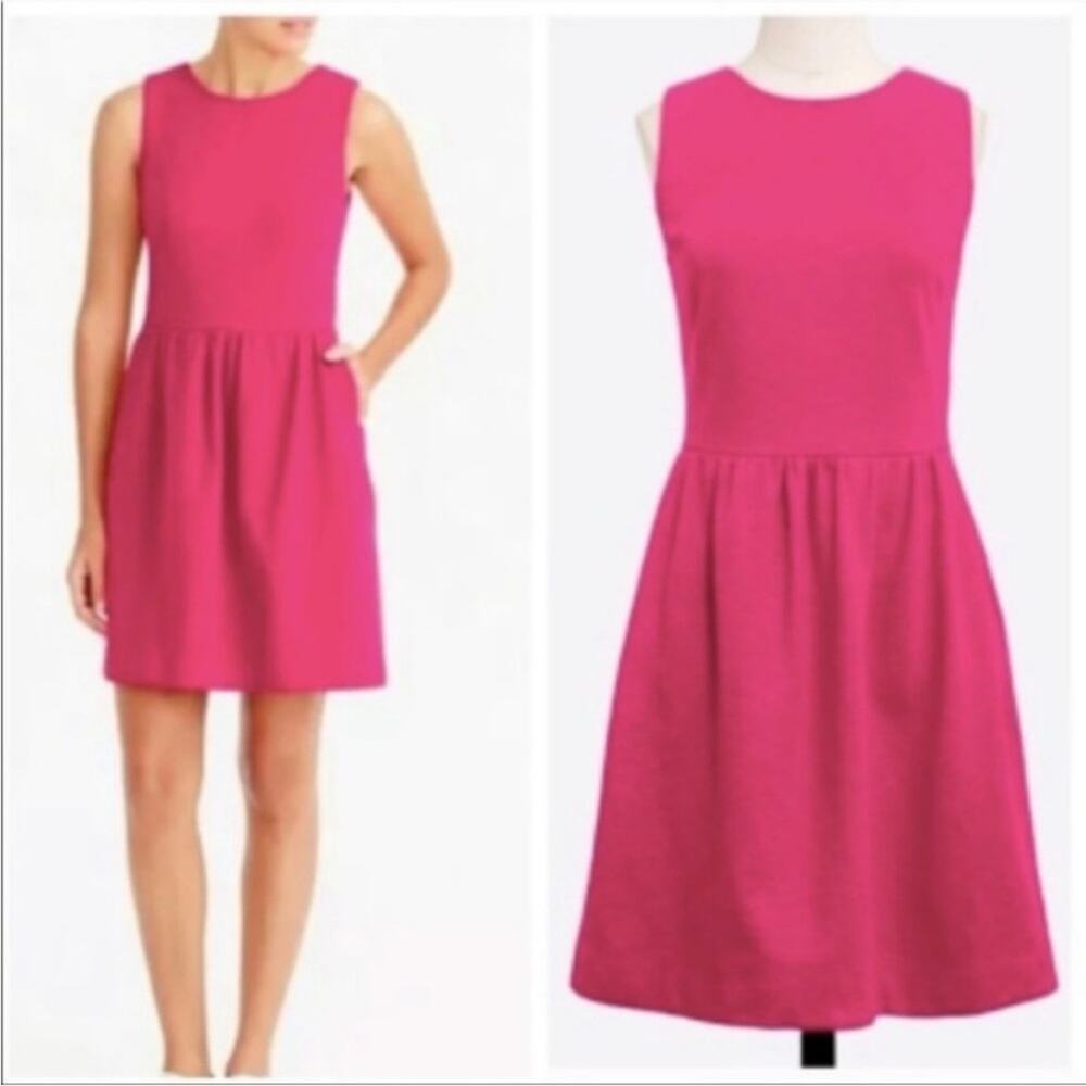 J. CREW ponte knit Barbie pink daybreak sleeveless dress pockets size small